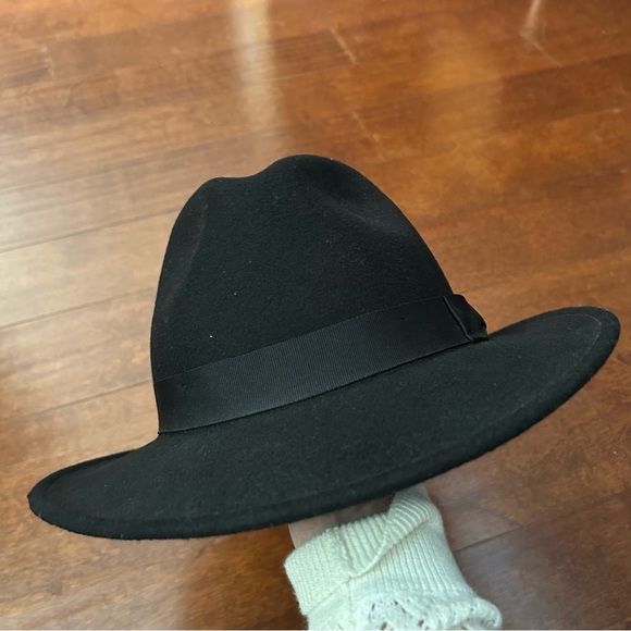 Women’s Black 100% Wool Hat with Matching Black Grosgrain Ribbon Band, Size Lg - Picture 5 of 14